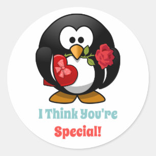Classroom Valentine's Day Penguin Heart  Classic Round Sticker