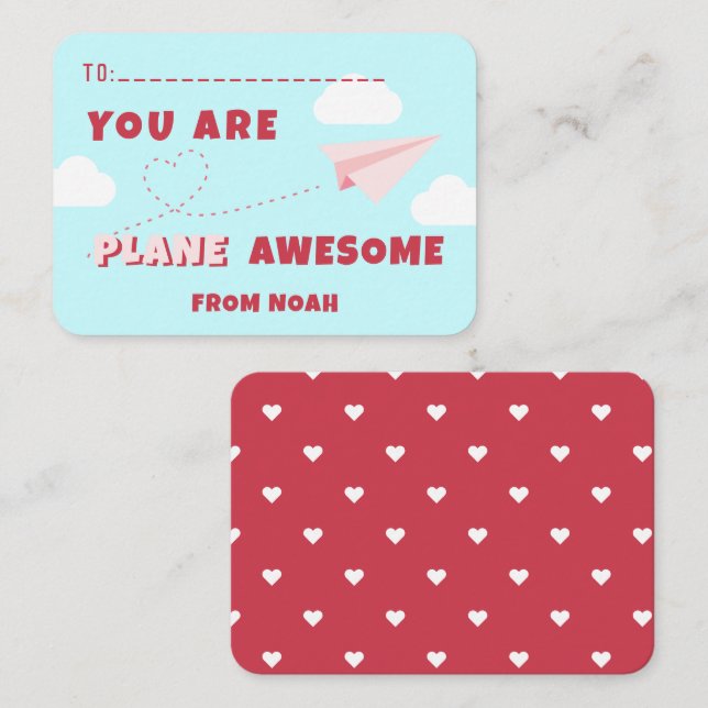 Classroom Valentine's Day Plane Awesome  Card (Front/Back)