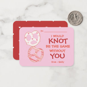 Classroom Valentine's Day Pretzel Knots Note Card