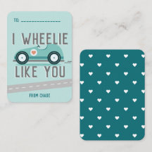 Classroom Valentine's Day Race Car Wheelie Card