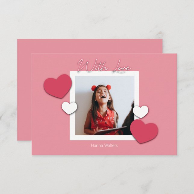 Classroom Valentines Heart Frame Photo Card (Front/Back)