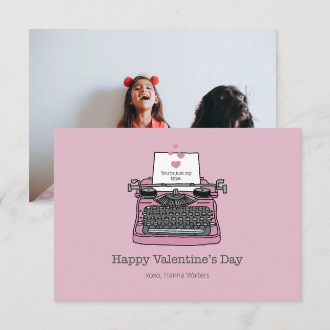 Classroom Valentines Just My Type Photo Card (Front/Back)