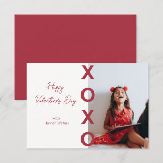 Classroom Valentines Red XOXO Photo Card