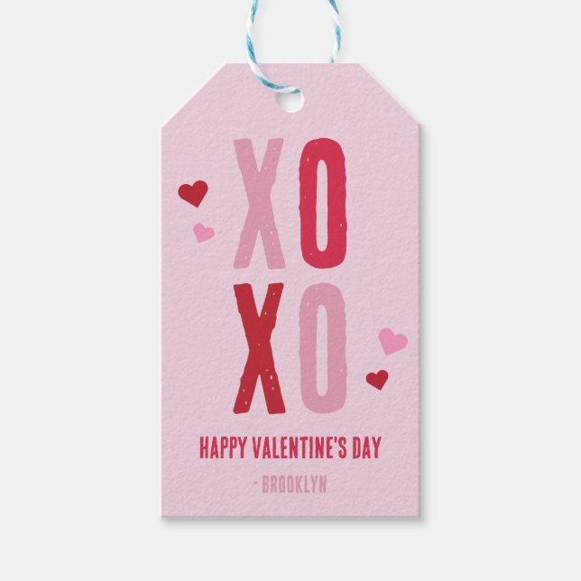 Classroom Valentines XOXO Simple Gift Tag (Front)
