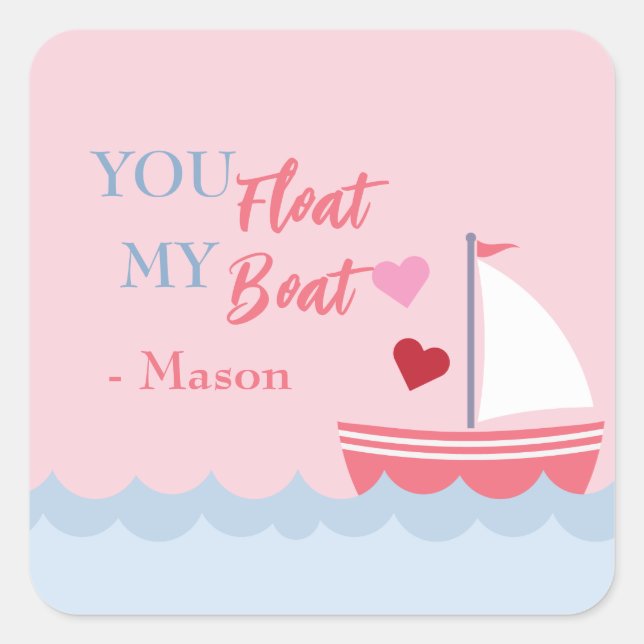 Classroom Valentines You Float My Boat Sticker (Front)