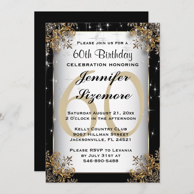 Classy 00th Birthday Template in Black (Front/Back)
