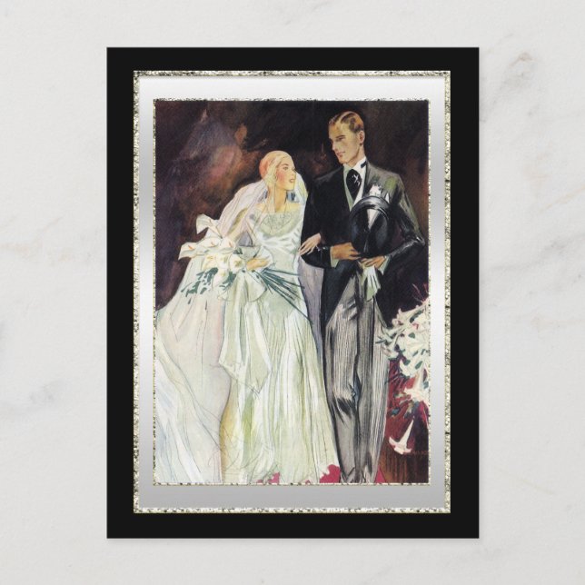 Classy 20's Wedding Save The Date Announcement Postcard (Front)