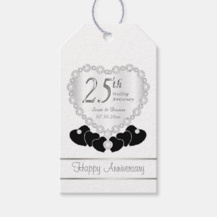 Classy 25th Silver Wedding Anniversary Gift Tags