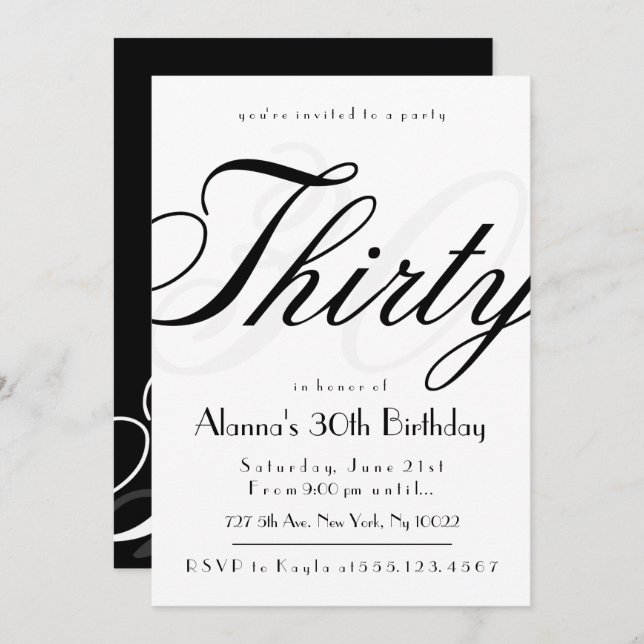 Classy 30e anniversaire Invitations (Devant / Derrière)
