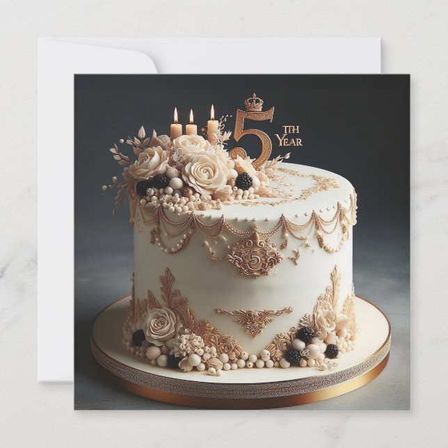 CLASSY 5TH WEDDING ANNIVERSARY EDITABLE Invitation (Front)