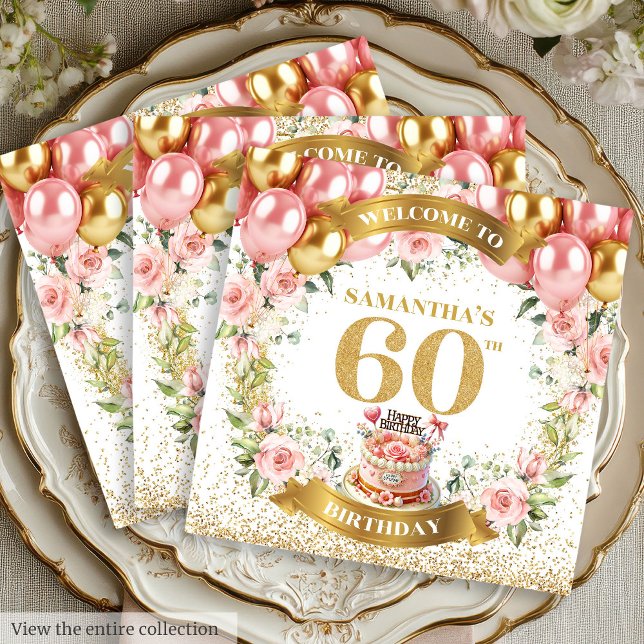 Classy 60th Birthday Napkins Boho Floral Accents (Classy 60th Birthday Napkins Boho Floral Accents

)