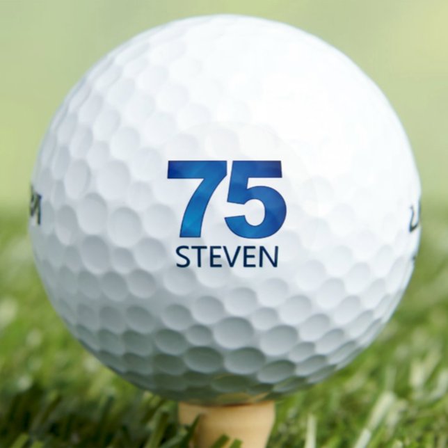Classy 75th Birthday - 75 Years Blue Name Gift Golf Balls (Creator Uploaded)