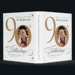 Classy 90th Birthday White Gold Typography Custom<br><div class="desc">Classy 90th Birthday White Gold Typography Custom 3 ring binder. And elegantly designed special birthday celebration, featuring a custom photo of birthday person and script calligraphy with vintage flourish elements. Add photo inserts to this binder to make it a wonderful album to store all your photos and memories of the...</div>