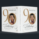 Classy 90th Birthday White Gold Typography Custom Binder<br><div class="desc">Classy 90th Birthday White Gold Typography Custom 3 ring binder. And elegantly designed special birthday celebration, featuring a custom photo of birthday person and script calligraphy with vintage flourish elements. Add photo inserts to this binder to make it a wonderful album to store all your photos and memories of the...</div>
