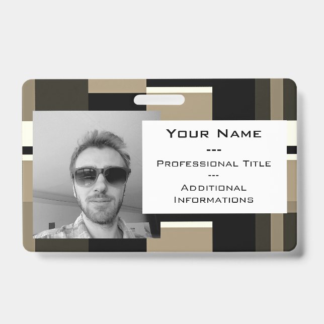   Classy Abstract Modern Custom Photo Professional Badge (Front)