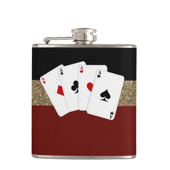 Classy Aces Poker Hip Flask (Front)