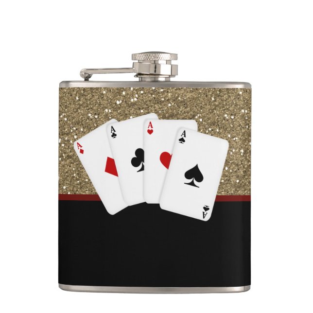 Classy Aces Poker Hip Flask (Front)