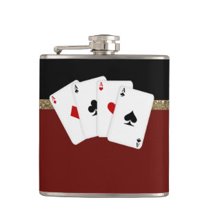 Classy Aces Poker Hip Flask