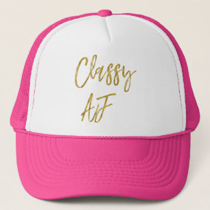 Classy AF Gold Foil and White Trucker Hat