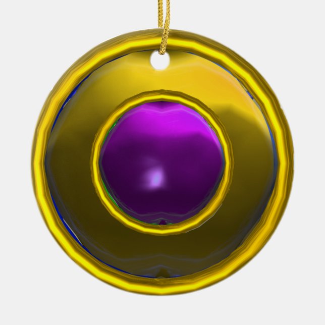 CLASSY AMETHYST AND TOPAZ  GEM STONES CERAMIC ORNAMENT (Front)