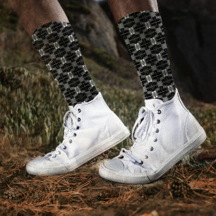 Classy and Bold Grey Abstract Modern Chic Manly Socks