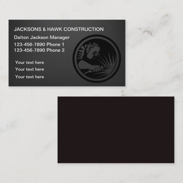 Classy And Cool Construction Theme Business Card (Front/Back)