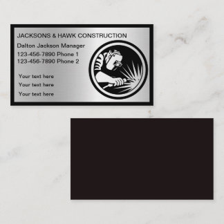Classy and Cool Silver Metallic Look Construction Business Card