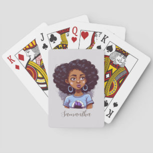 Classy and Elegant Afro Woman Playing Cards