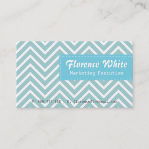 Classy and Elegant, blue and white chevron pattern Business Card
