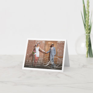 Classy And Elegant Script Photo Wedding Thank You Note Card