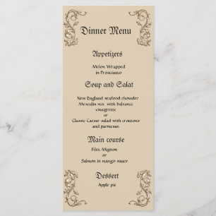 Classy and elegant wedding dinner menu