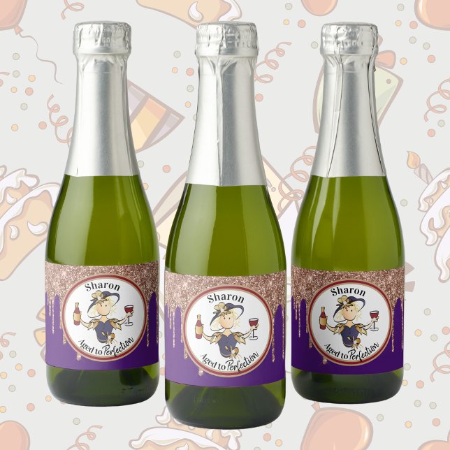 Classy and Fun Personalized Birthday Toast Sparkling Wine Label (Creator Uploaded)