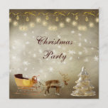 Classy and Sleigh Christmas Party Invitation<br><div class="desc">Beautiful classy and elegant gold and brown Christmas party invites with a classic the red nosed reindeer pulling a sleigh. There is also a gold Christmas tree, pretty gold sparkle hanging ornaments, bows and white snowflakes. Chic, stylish, modern festive invitations with a romantic vintage elegance feel suitable for all your...</div>