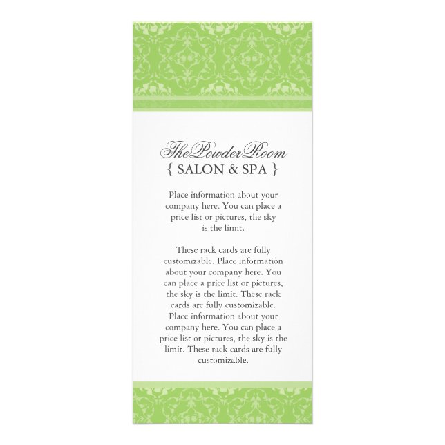 Classy and Stylish Salon and Spa Rack Card (Front)