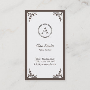 Classy Art Deco Border Film Editor Business Card