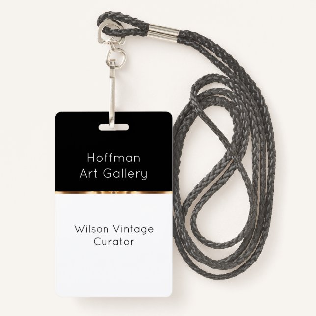 Classy Art Gallery Curator Name Badge (Front with Lanyard)