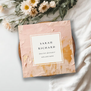 Classy Artistic Bush Pink Gold Oil Paint Texture Square Business Card