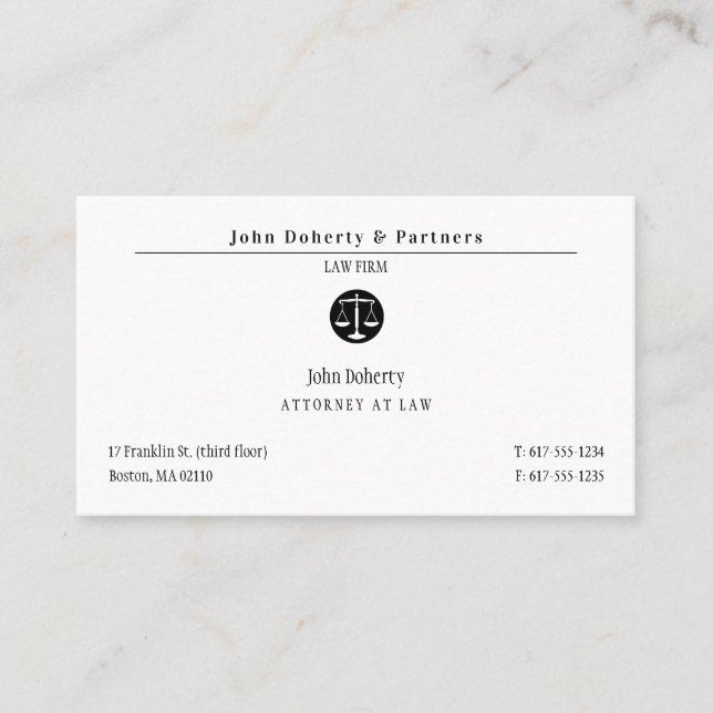 Classy Attorney at Law | Law Firm Business Card (Front)