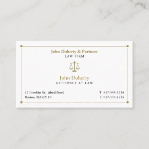 Classy Attorney at Law   Lawyer Gold Black Business Card