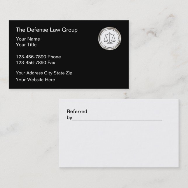 Classy Attorney Business And Referral Business Card (Front/Back)