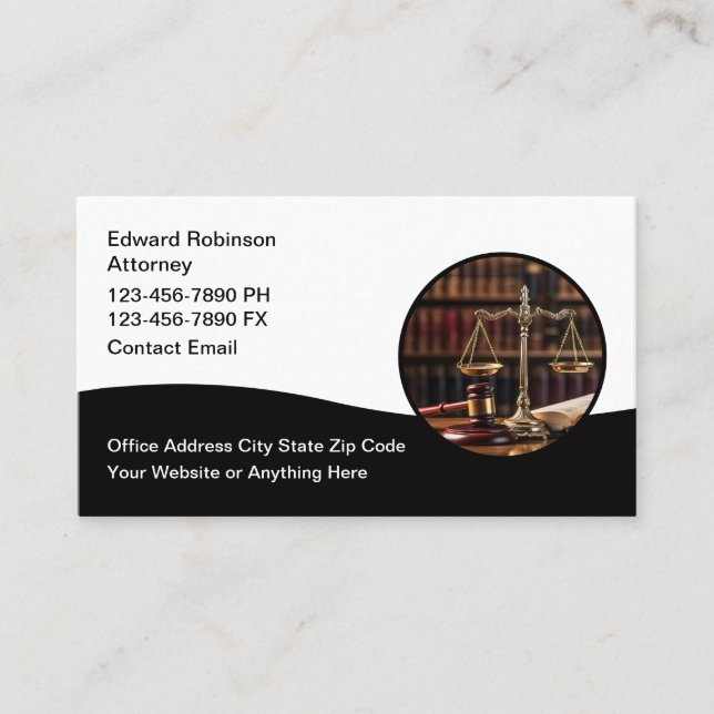Classy Attorney Business Cards Modern Design (Front)