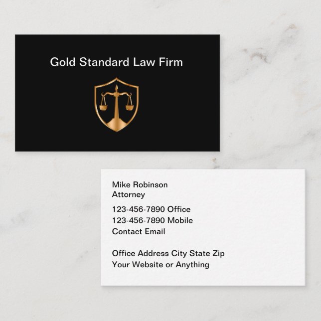Classy Attorney Law Office Business Cards (Front/Back)