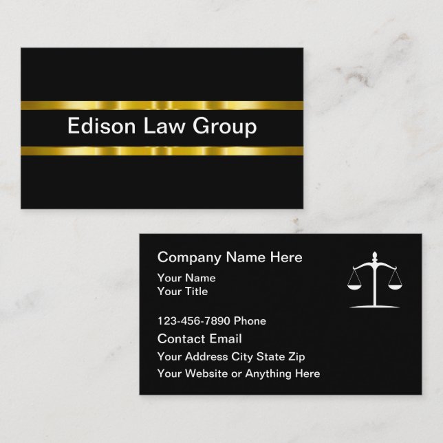 Classy Attorney Modern Business Cards (Front/Back)