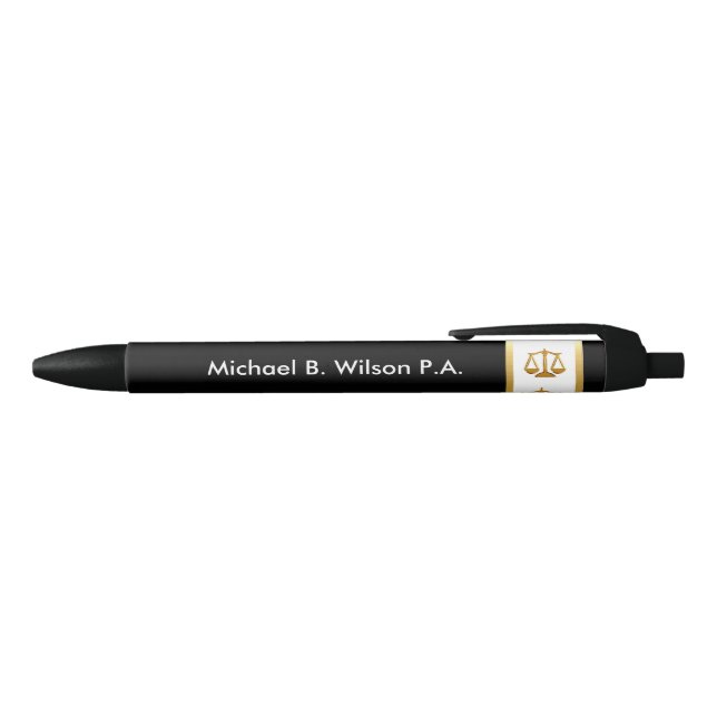 Classy Attorney Promotional Black Ink Pen (Top)