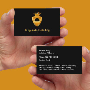 Classy Auto Detailing King Crown Theme Business Card