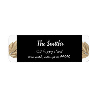 Classy B/W/Gold Flower Return Address Labels