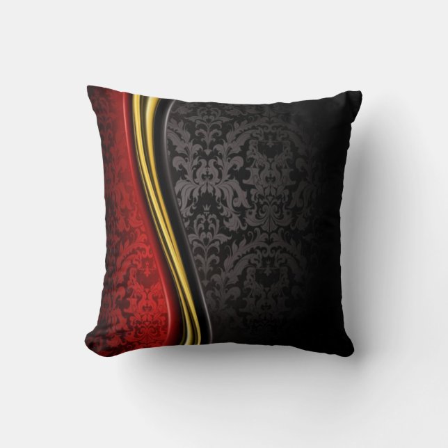 CLASSY BAROQUE BLACK RED AND GOLD PILLOW (Front)