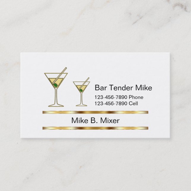 Classy Bartender Business Cards (Front)