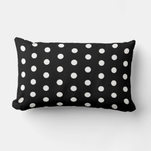 Classy Basic Black and White Polka Dots Pattern Lumbar Pillow