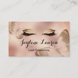 Classy Beige Brown Glitter Eyelash Butterfly Business Card